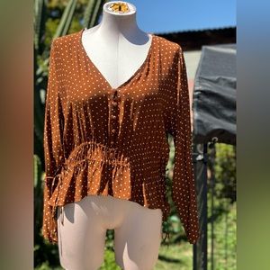 H&M Peplum PolkaDot Long Sleeve Shirt Size 12